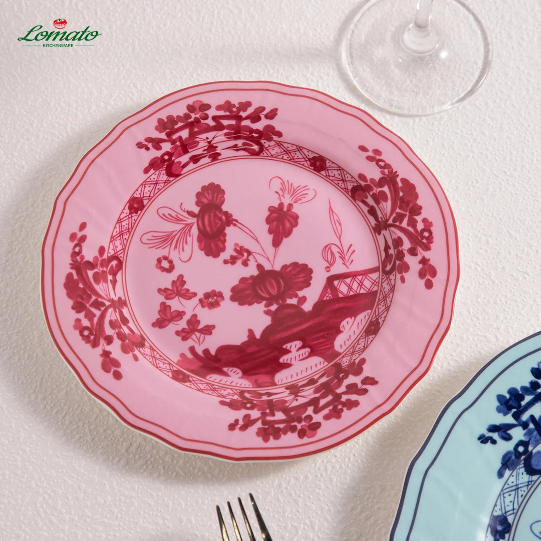Bone China Dinner Plates Set Custom Pattern Luxury Wedding Hotel Tableware Free Design Customized Gift Ceramics Plates Wholesale