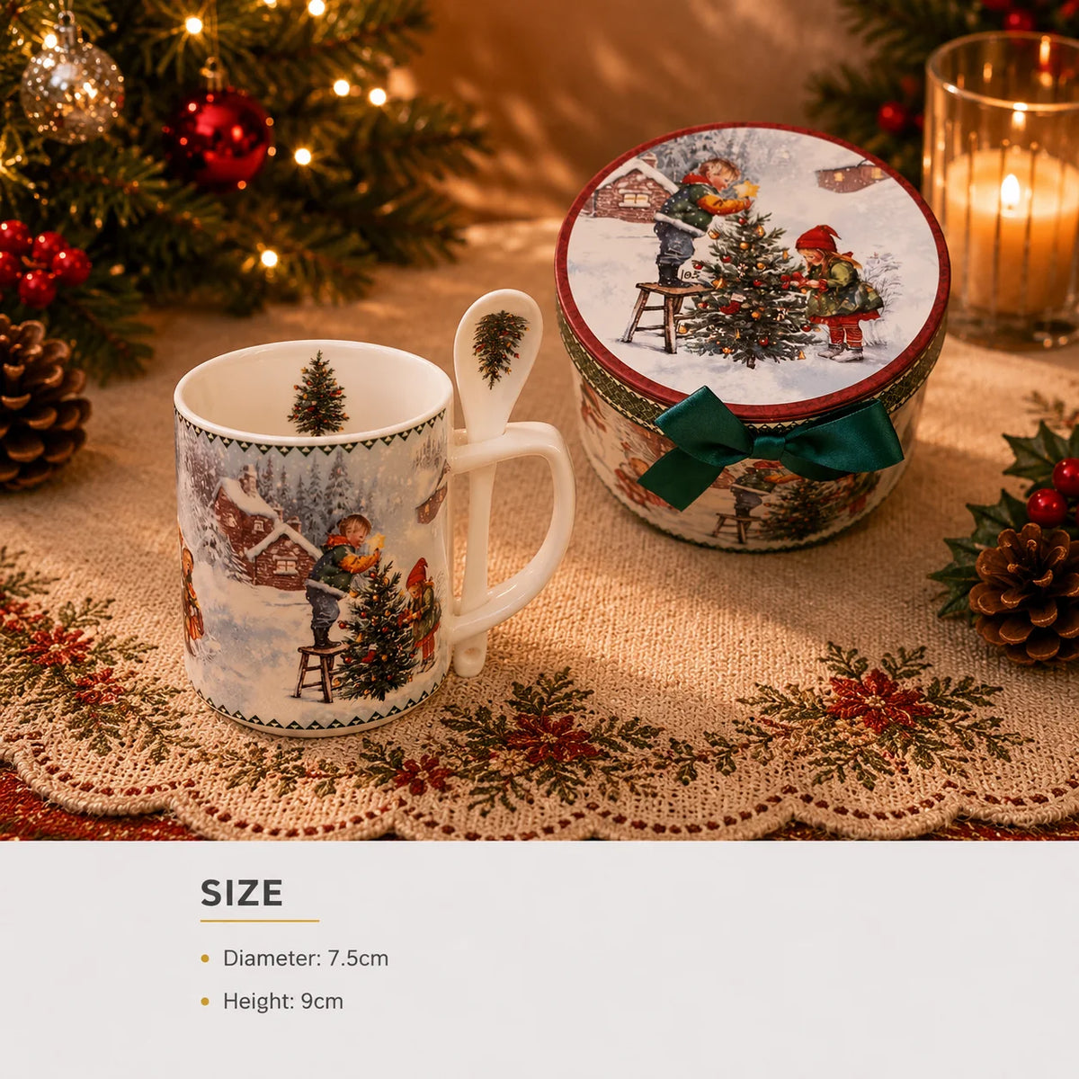 Factory Direct Ceramic Mug Snow Scene Painted Porcelain Ceramic Cup Christmas Birthday Gifts for Housewarming Food