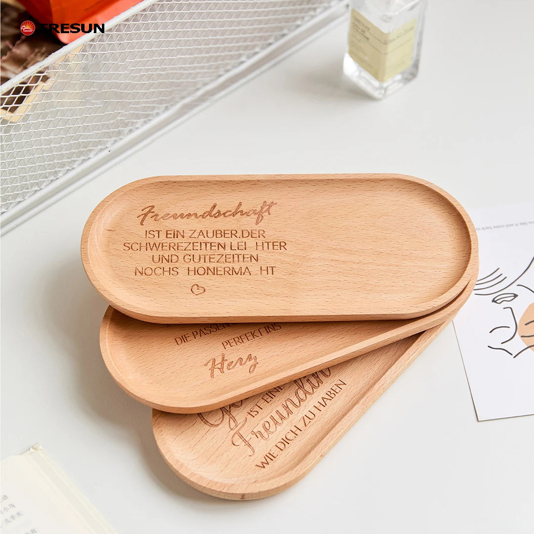 Wholesale Custom Small Beech Wooden Tray for Tea Coffee Food Storage Personalized Handmade Serving Plate
