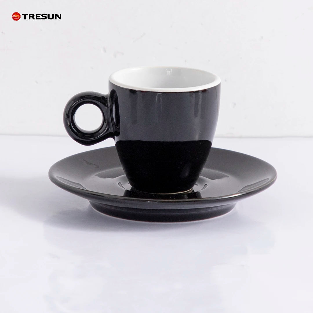 Custom Logo Porcelain Espresso Cup Plate Saucer Set Classic Dishwasher Safe Eco-Friendly 80ml Capacity European American Tiny