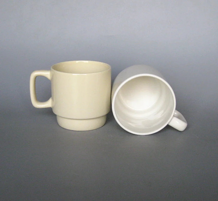 Cream Beige Stackable Ceramic Mug, Minimalist Straight Body Coffee Tea Cup, Custom Logo, Bulk Wholesale for Supermarket Holiday