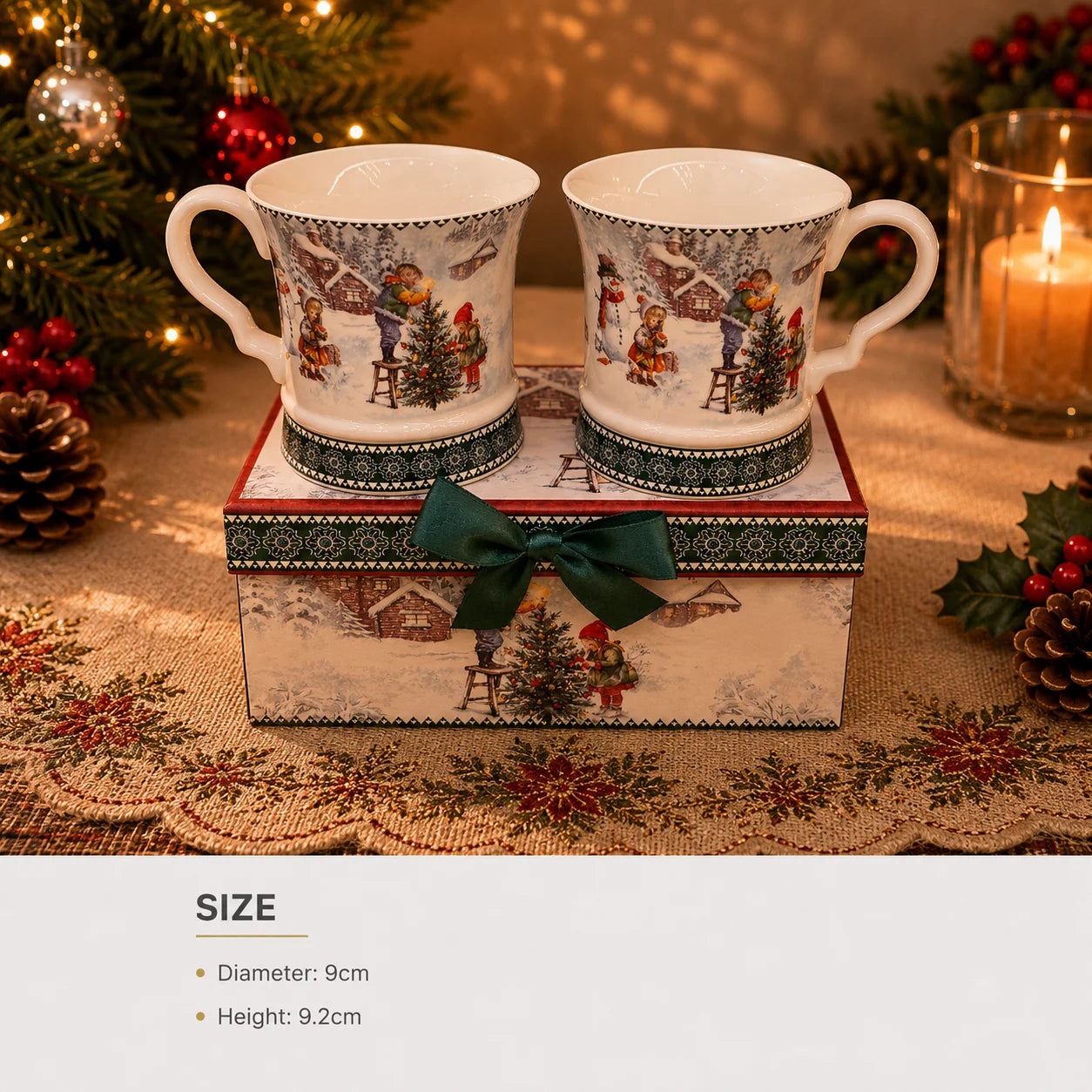 Factory Direct Ceramic Mug Snow Scene Painted Porcelain Ceramic Cup Christmas Birthday Gifts for Housewarming Food