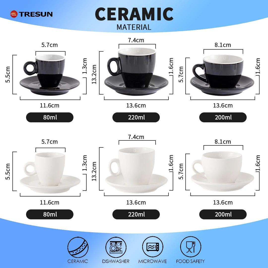Custom Logo Porcelain Espresso Cup Plate Saucer Set Classic Dishwasher Safe Eco-Friendly 80ml Capacity European American Tiny