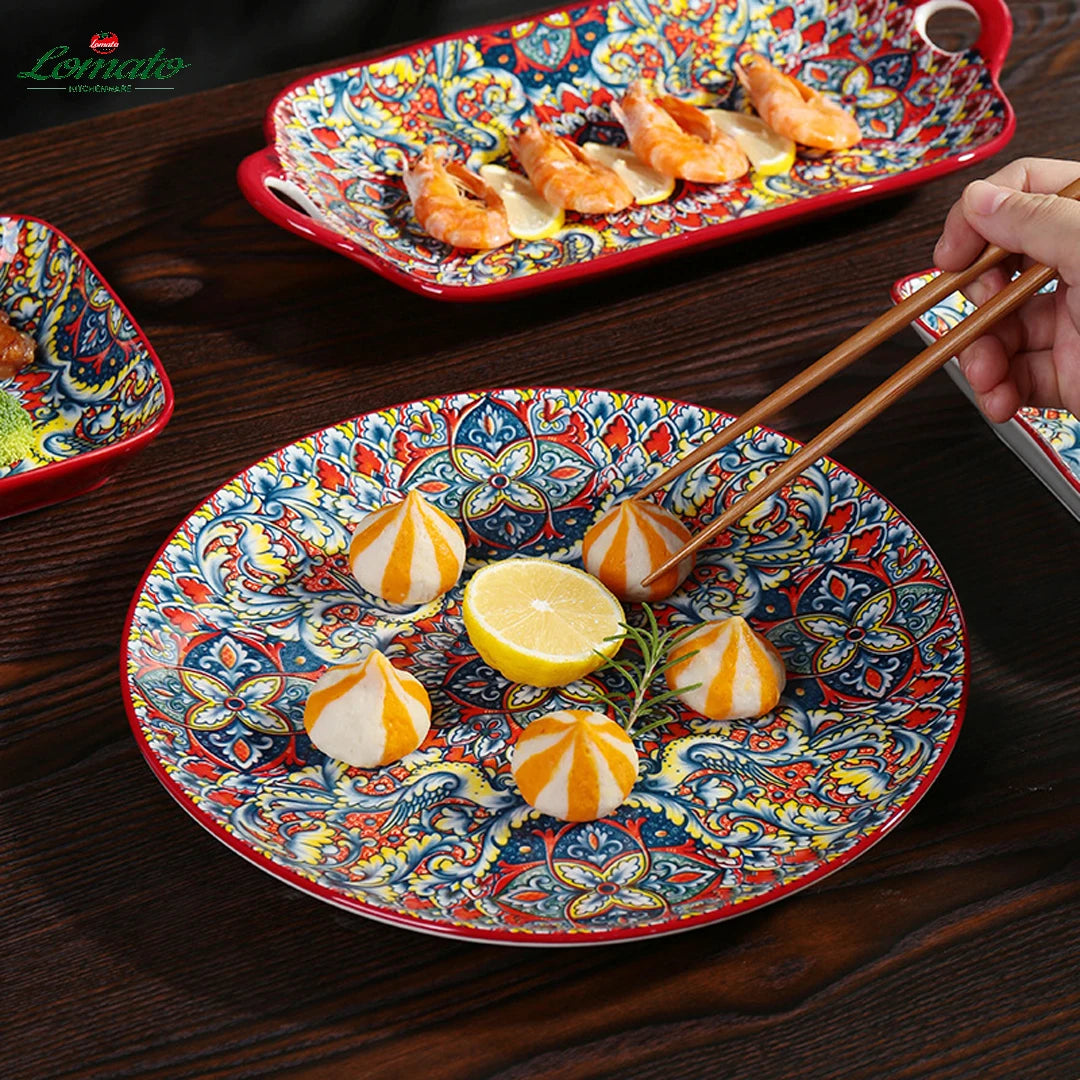 Wholesale TRESUN Bohemian Dinner Ceramic Eco-Friendly Durable Leak-Proof Microwave Safe Tableware Set Restaurant Assorted Dishes