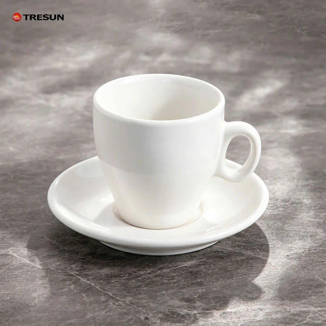 Custom Logo Porcelain Espresso Cup Plate Saucer Set Classic Dishwasher Safe Eco-Friendly 80ml Capacity European American Tiny