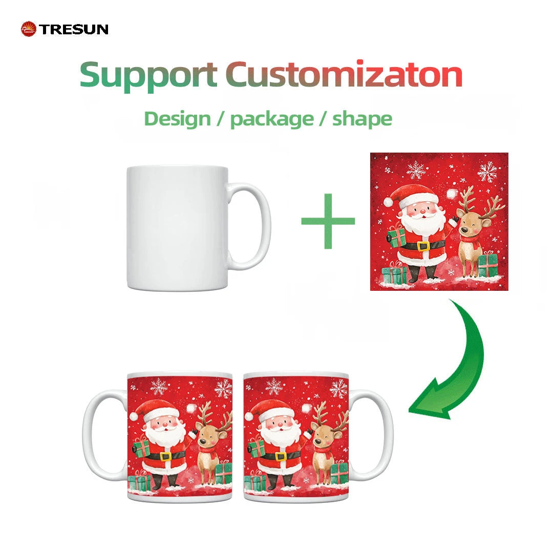 Custom Mugs Factory Price Colorful Christmas Mugs for Printing High Quality 11Oz White Sublimation Ceramic Coffee Mug