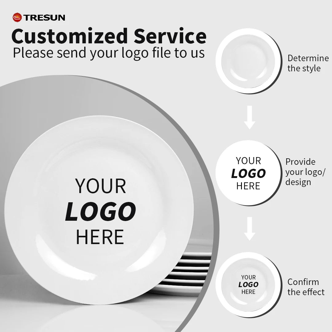 Wholesale Ceramic Dinner Plate Printing 8 10 Inch White Custom Porcelain Ceramic Food Plates for Home Restaurant Party