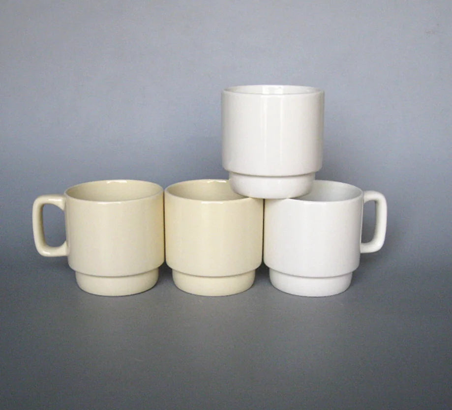 Cream Beige Stackable Ceramic Mug, Minimalist Straight Body Coffee Tea Cup, Custom Logo, Bulk Wholesale for Supermarket Holiday
