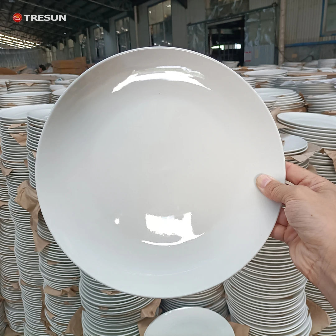 Factory Price Custom Logo Ceramic Plate Wholesale White Porcelain Dinner Plate OEM ODM Restaurant Hotel Tableware Bulk Orders