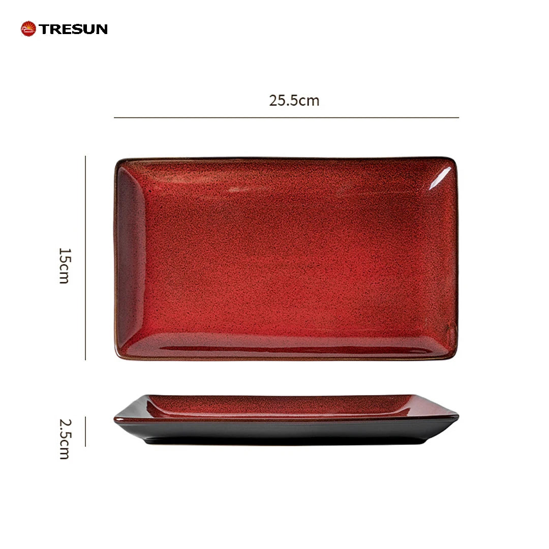 Retro-style Kiln-baked Glazed Ceramic Dinner Plates for Restaurants Steak Pasta  Culinary Plates Household Dish Plates