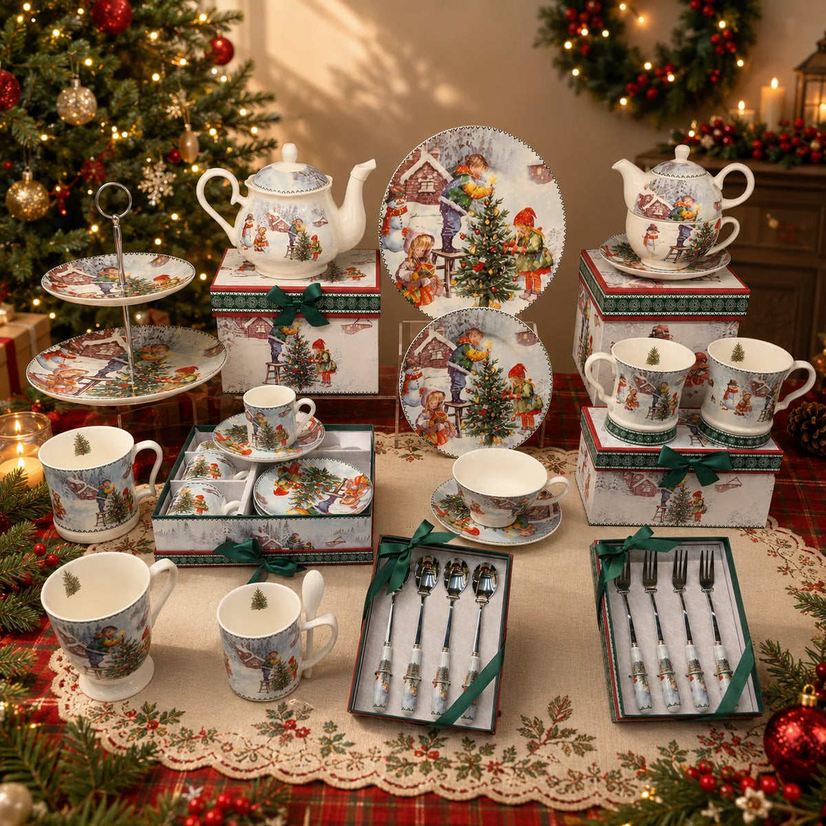 Factory Direct Ceramic Mug Snow Scene Painted Porcelain Ceramic Cup Christmas Birthday Gifts for Housewarming Food