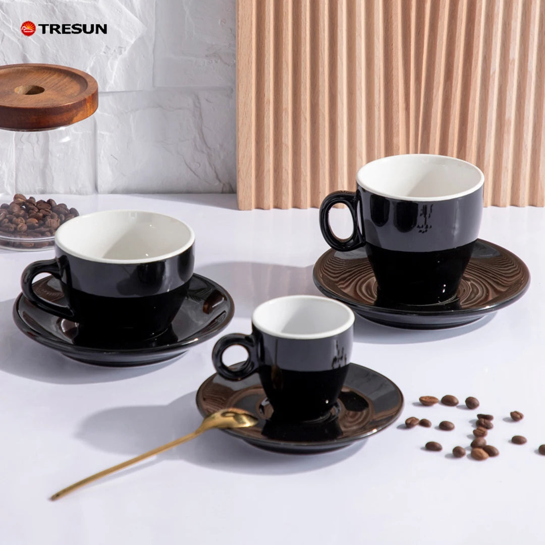 Custom Logo Porcelain Espresso Cup Plate Saucer Set Classic Dishwasher Safe Eco-Friendly 80ml Capacity European American Tiny