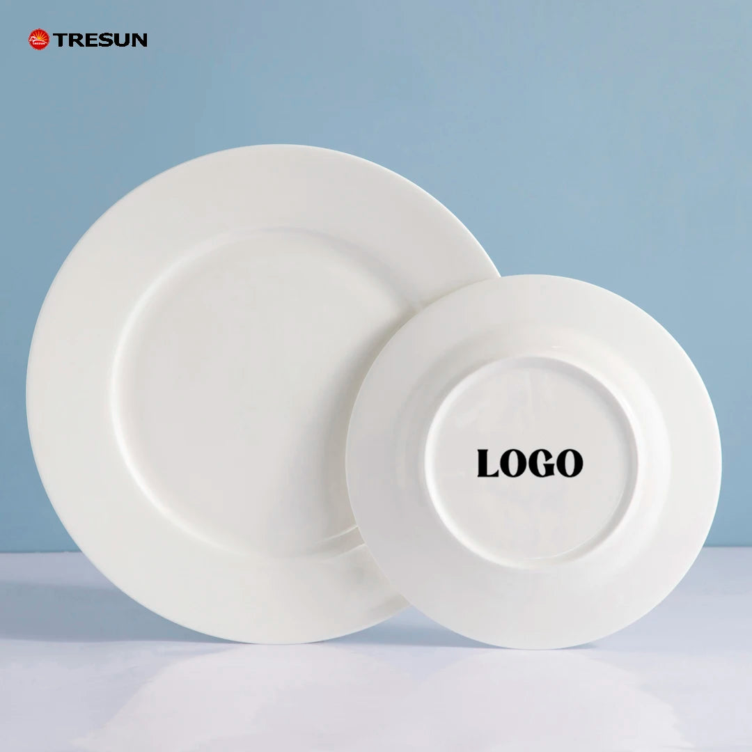 Wholesale Ceramic Dinner Plate Printing 8 10 Inch White Custom Porcelain Ceramic Food Plates for Home Restaurant Party