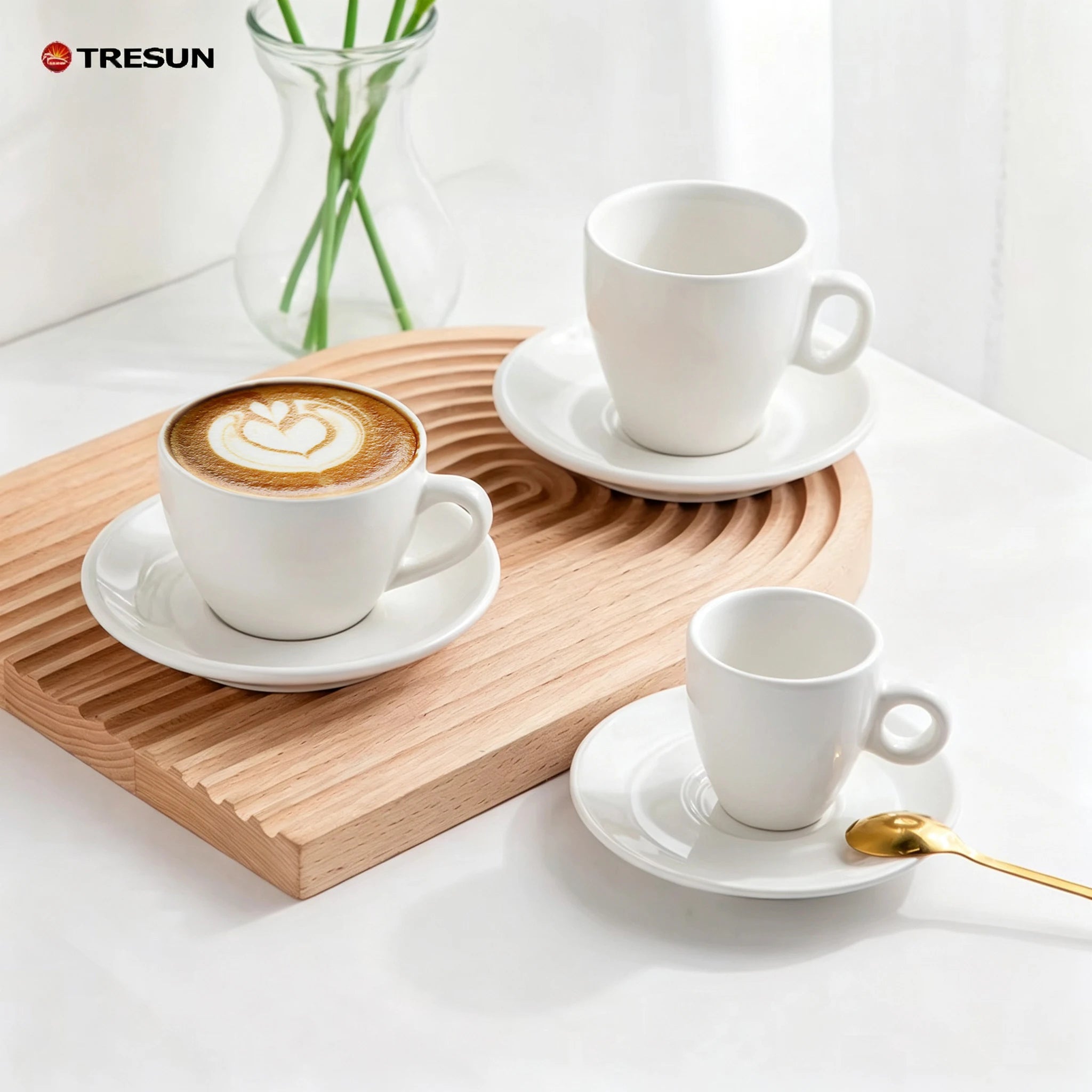 Custom Logo Porcelain Espresso Cup Plate Saucer Set Classic Dishwasher Safe Eco-Friendly 80ml Capacity European American Tiny
