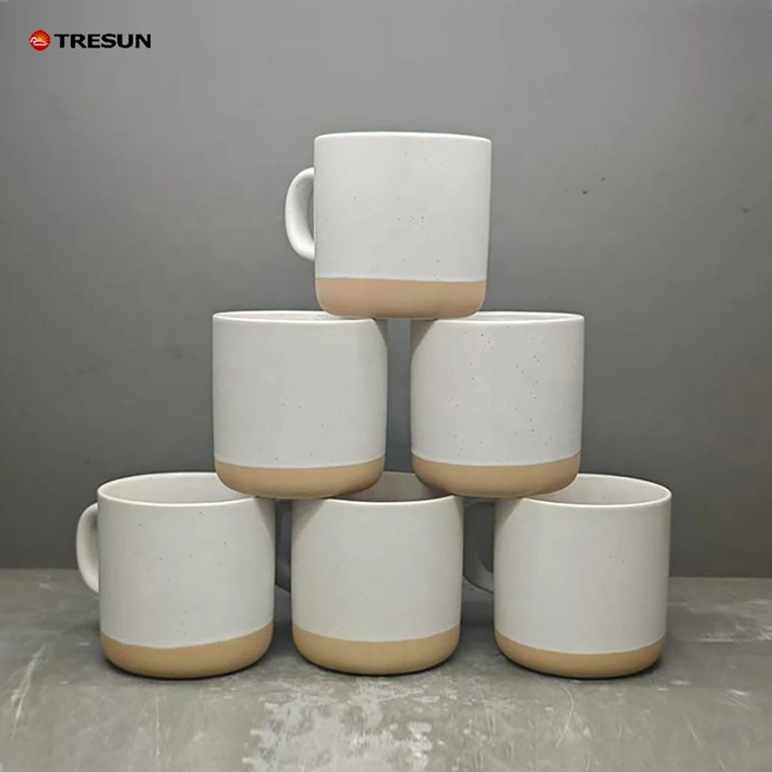 Creative Design Personalized TRESUN Wedding Ceramic Cup Custom Logo Dishwasher Safe Classic Coffee Mug Natural Unglazed Base