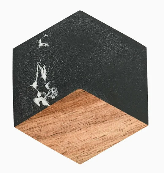Ocean Wave Resin Acacia Wood Coasters Commercial Round Heat Resistant Cup Mats for Restaurant Hotel Wedding Banquet Wholesale