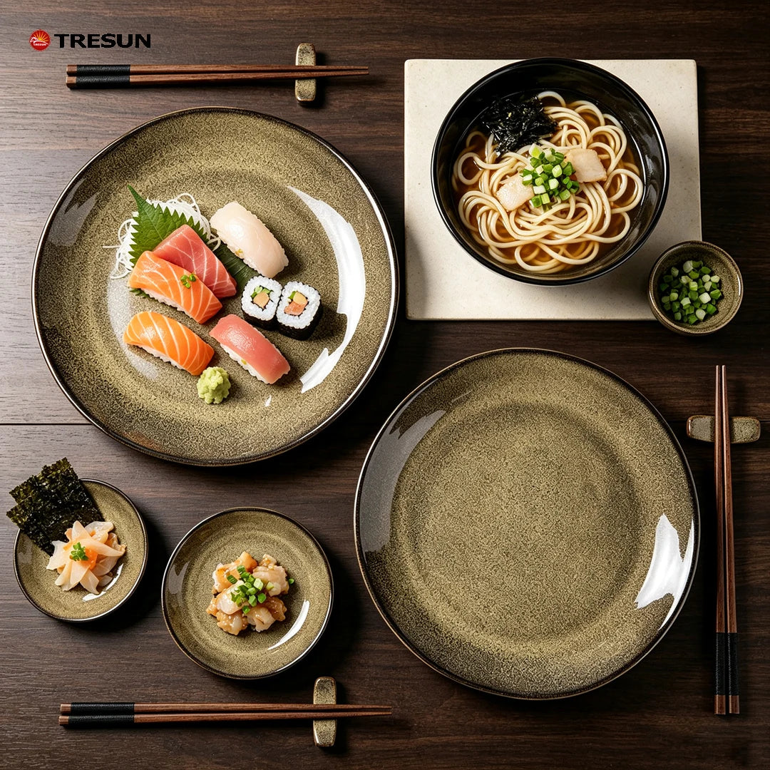Retro-style Kiln-baked Glazed Ceramic Dinner Plates for Restaurants Steak Pasta  Culinary Plates Household Dish Plates