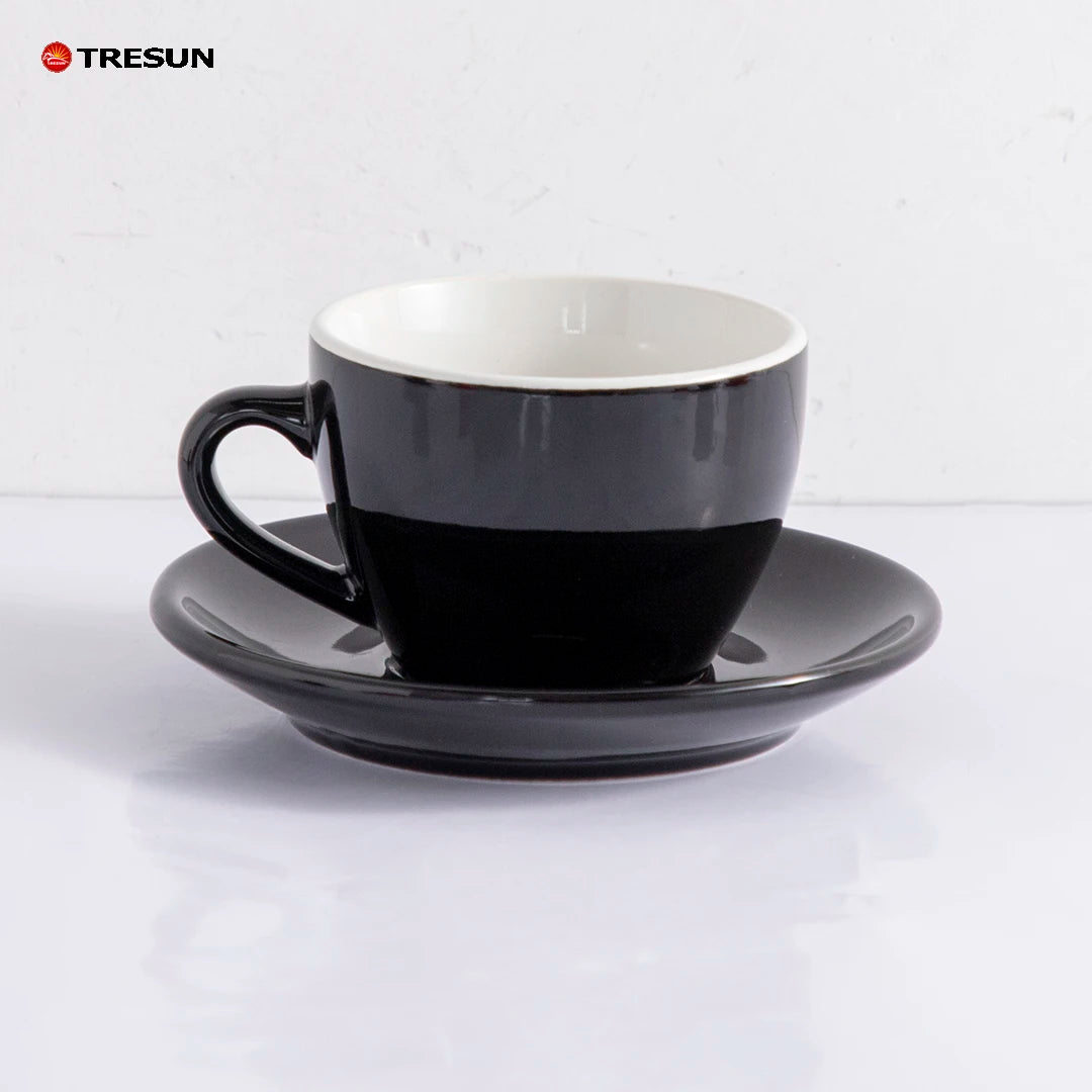 Custom Logo Porcelain Espresso Cup Plate Saucer Set Classic Dishwasher Safe Eco-Friendly 80ml Capacity European American Tiny