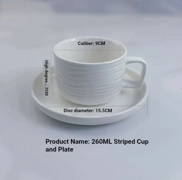 Hotel Cafe White Porcelain Embossed Coffee Cup And Saucer Set Custom Logo Restaurant Tea Cup Wholesale