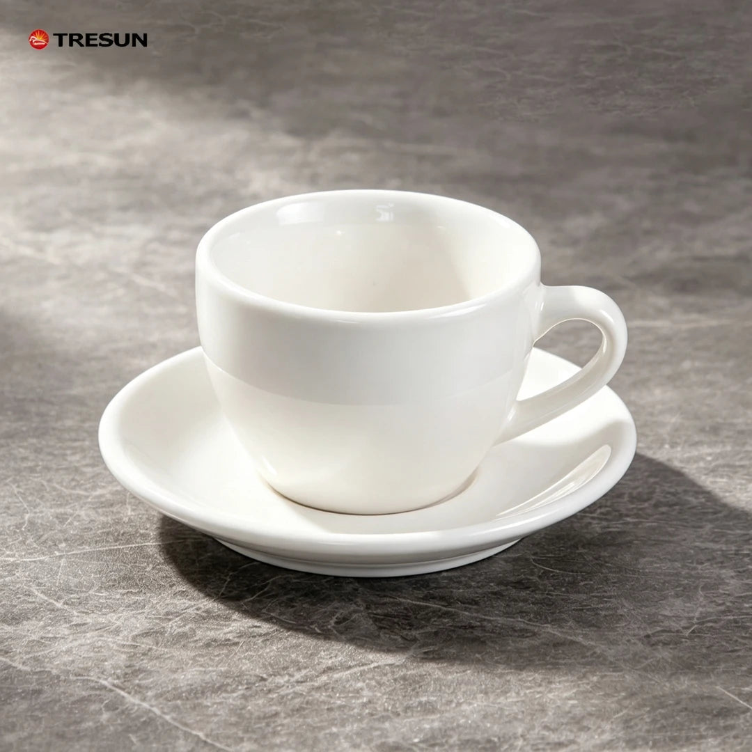 Custom Logo Porcelain Espresso Cup Plate Saucer Set Classic Dishwasher Safe Eco-Friendly 80ml Capacity European American Tiny
