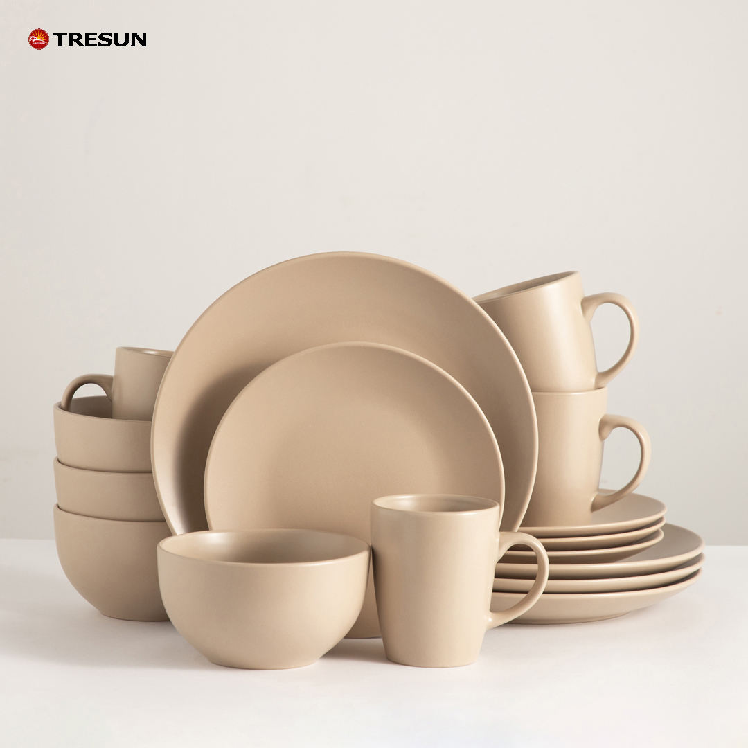Tresun® 16-pc Stoneware Set - Service for 4 | Elegant & Durable Everyday Dinnerware