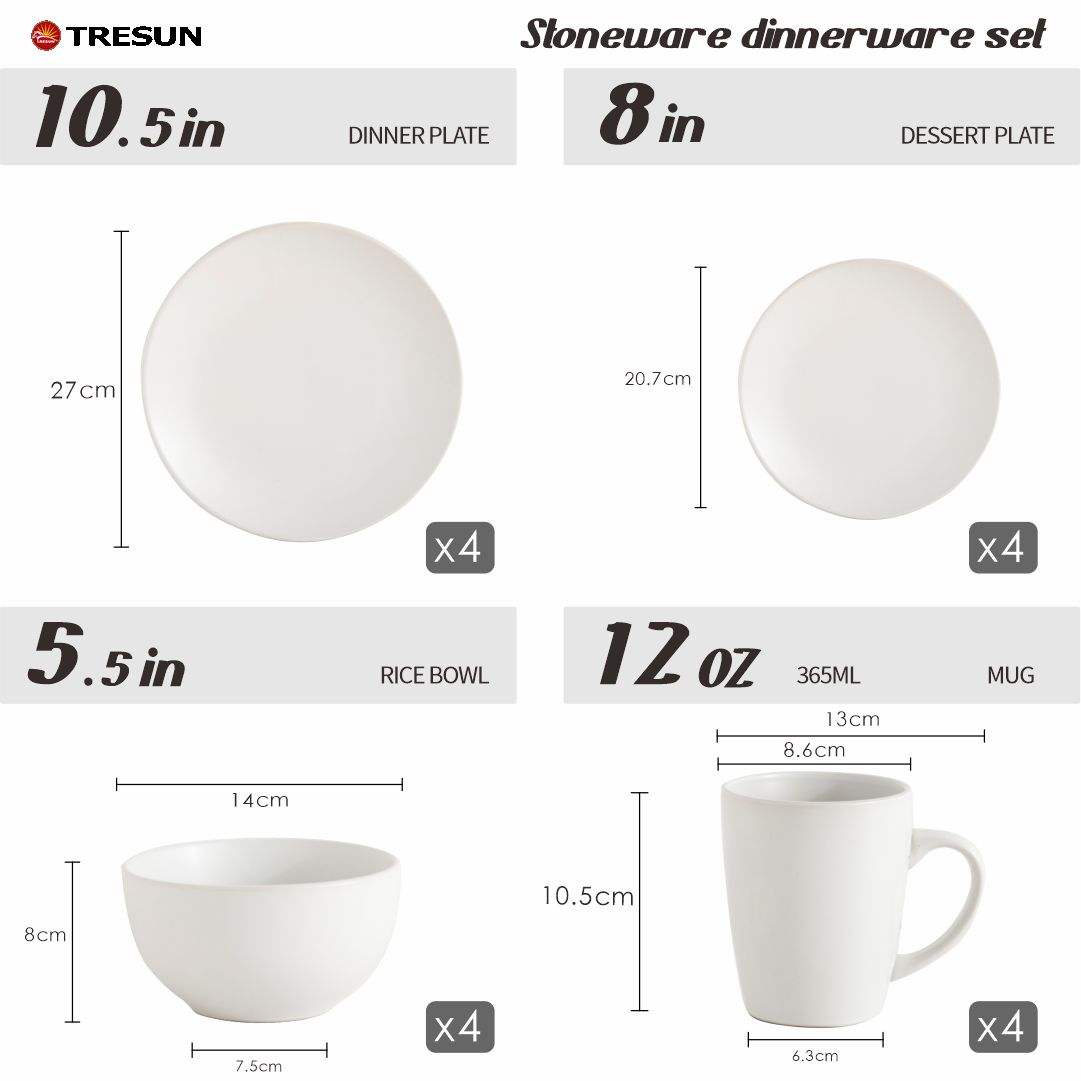Tresun®16-piece Stoneware Dinnerware Set, Service for 4