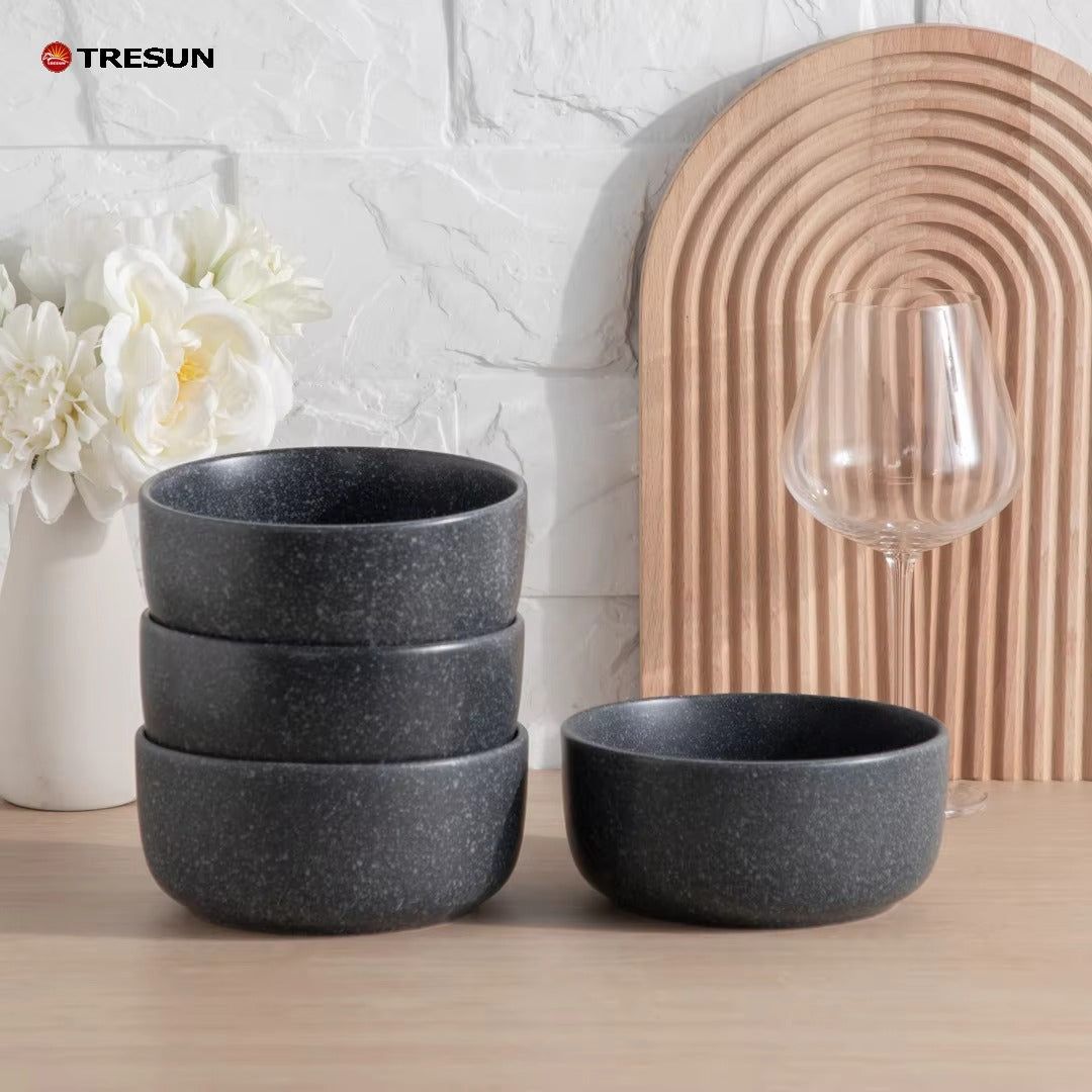 Tresun®16 Pieces Matte Black Stoneware Dinnerware Set | Service for 4