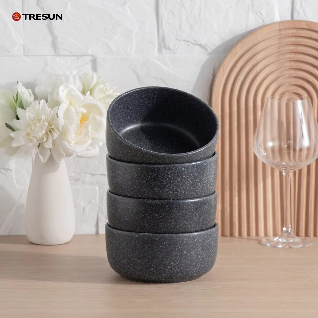 Tresun®16 Pieces Matte Black Stoneware Dinnerware Set | Service for 4