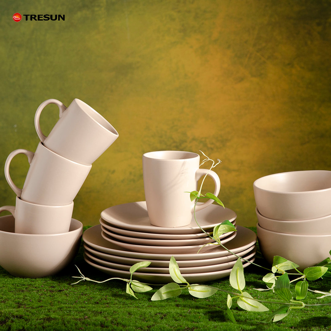 Tresun® 16-Piece Beige Stoneware Dinnerware Set | Service for 4