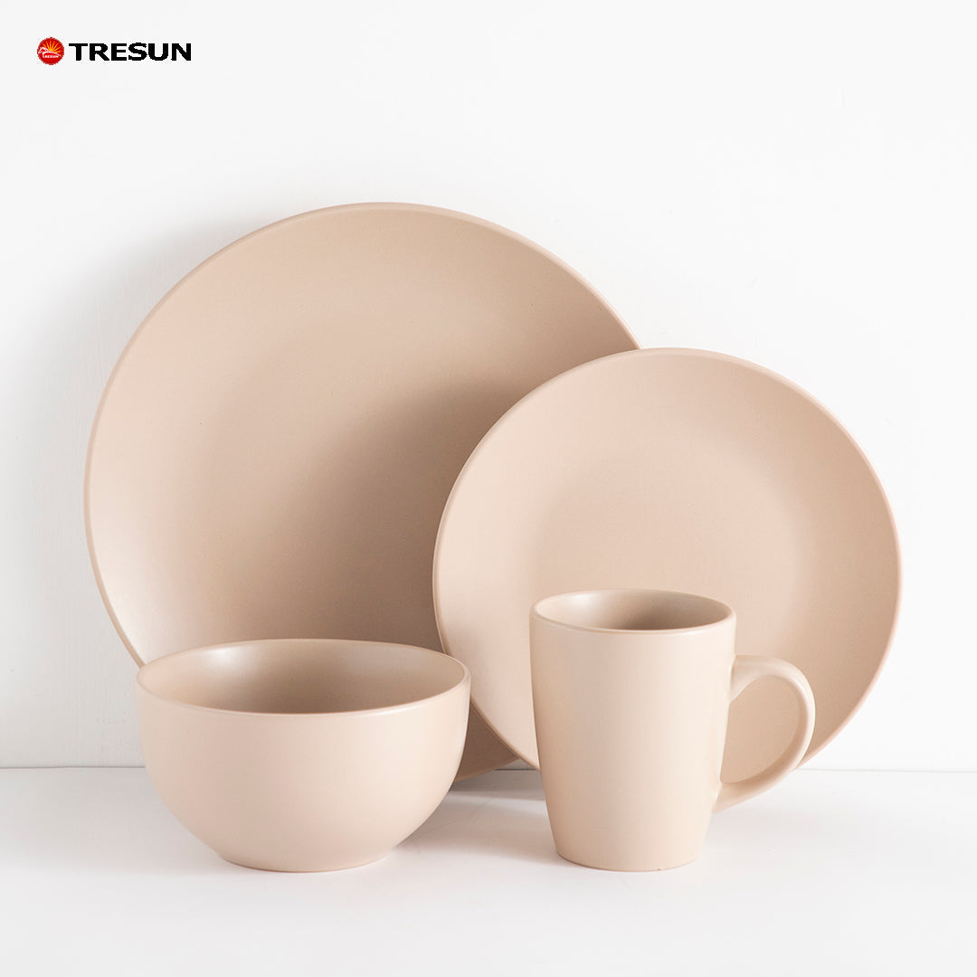 Tresun® 16-Piece Beige Stoneware Dinnerware Set | Service for 4